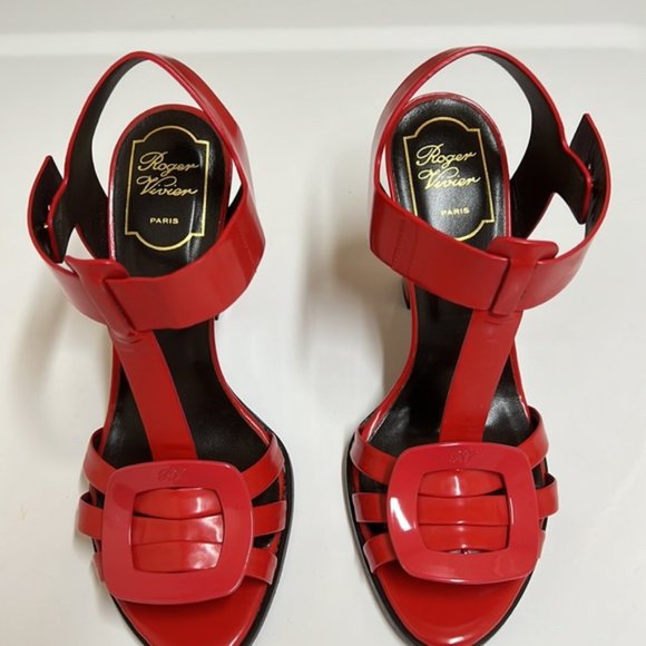 Red Roger Vivier Sandals Buckle Heels Pumps - Picture 4 of 6